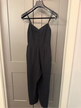 Kittenish x Flag & Anthem Black Crinkle Gauze Smocked Bodice Jumpsuit M